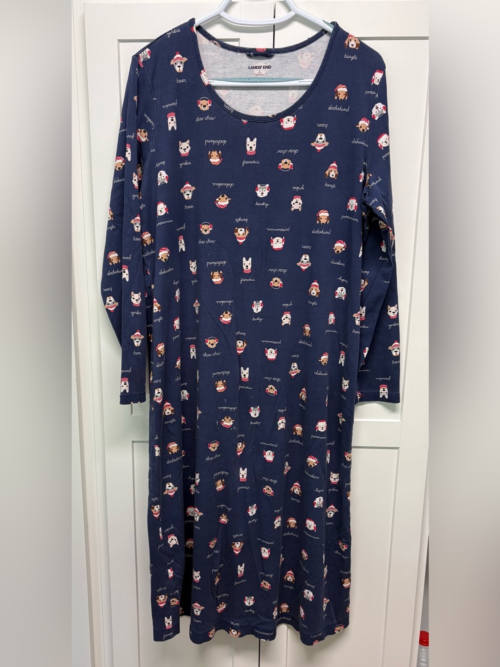 Lands’ End ladies night shirt, dog print,  size large 14/16